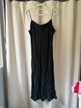 J Crew Black Slip Dress with Spaghetti Straps